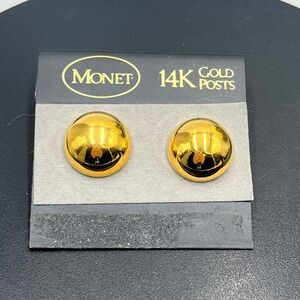 Monet Vintage Deadstock Gold Tone Dome 14k Post Earrings